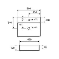 BOTENE-S lavabo da appoggio 50x42x12 cm in ceramica