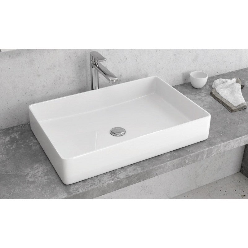 Lavabo rettangolare da appoggio senza foro DINE 60,5x40,5x11 cm