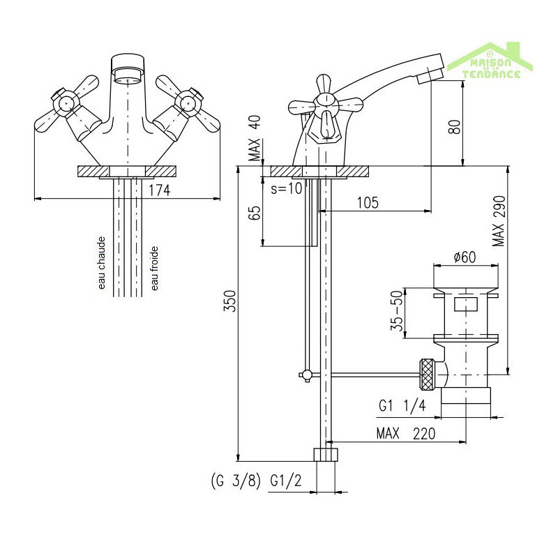 Lavabo rettangolare da appoggio senza foro DINE 60,5x40,5x11 cm