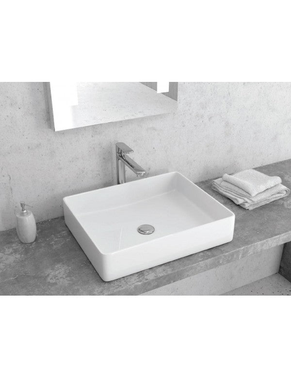 Lavabo rettangolare da appoggio senza foro ZOU-S 47x36x11 cm