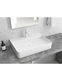 Lavabo monoforo rettangolare bianco da posizionare su mobile bagno 50x42x12 cm