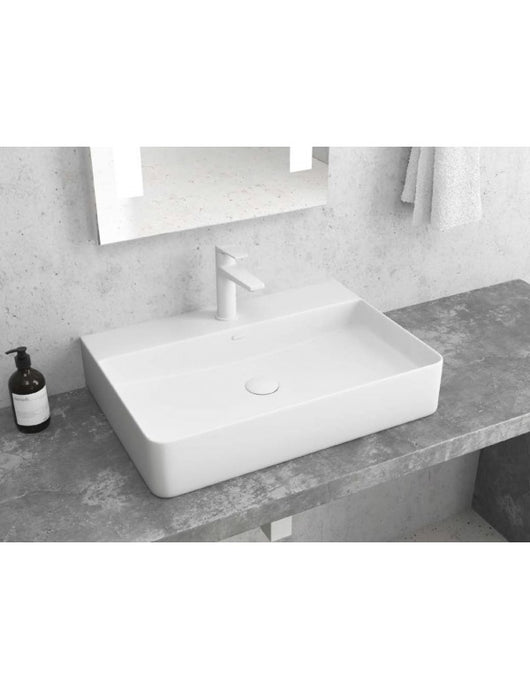 Lavabo monoforo rettangolare bianco da posizionare su mobile bagno 50x42x12 cm