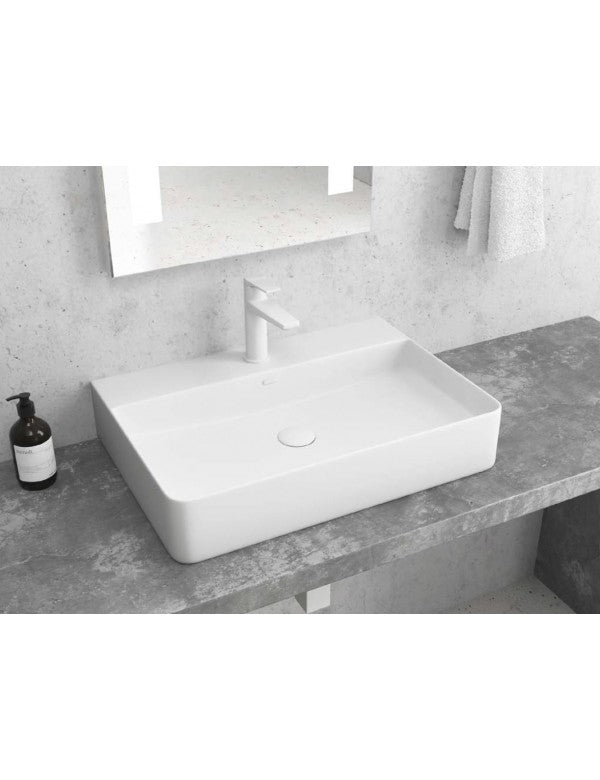 Lavabo monoforo rettangolare bianco da posizionare su mobile bagno 50x42x12 cm