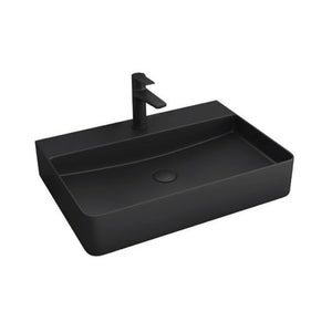 Lavabo rettangolare monoforo nero da posizionare su mobile bagno 50x42x12 cm