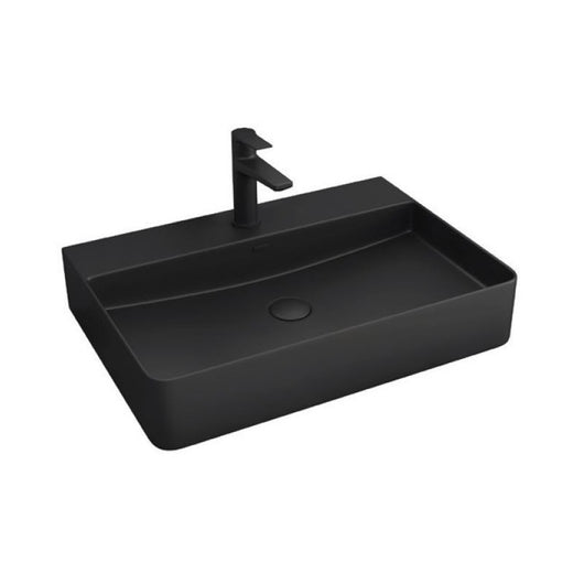 Lavabo rettangolare monoforo nero da posizionare su mobile bagno 50x42x12 cm