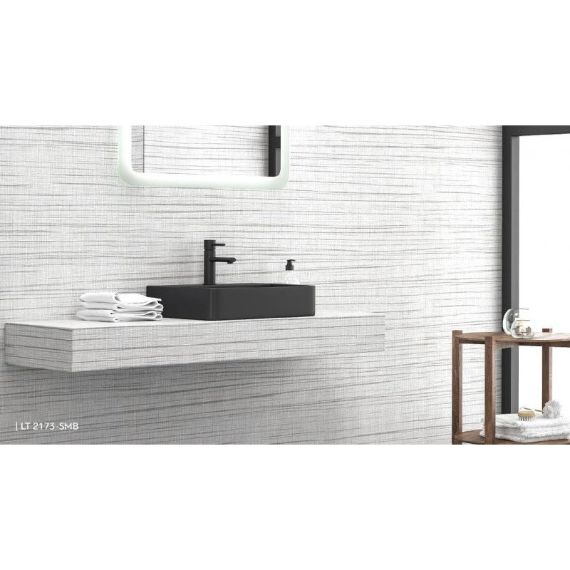 Lavabo rettangolare monoforo nero da posizionare su mobile bagno 50x42x12 cm