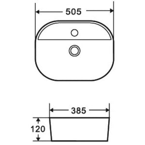 Lavabo ovale da appoggio BE 50,5x38,5x12 cm