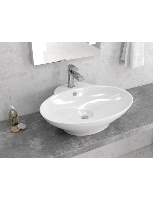 Lavabo ovale da appoggio POCRE 61x49,5x20 cm in porcellana