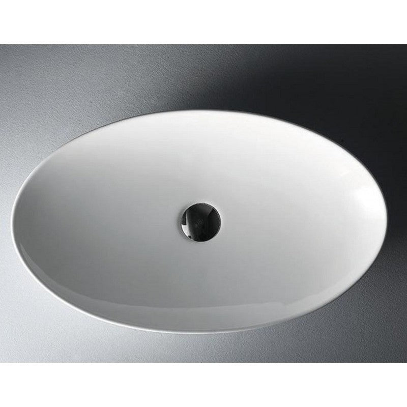 Lavabo ovale da appoggio senza foro DINE 60x36x11 cm