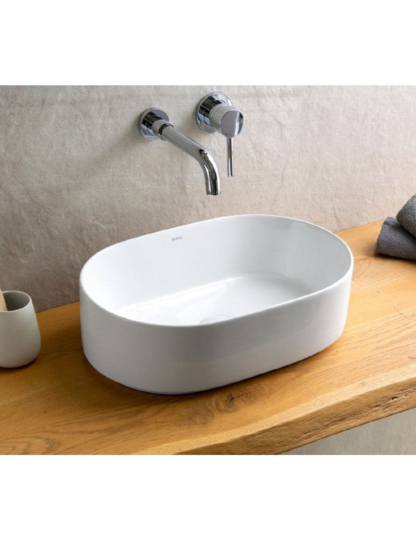 Lavabo ovale da appoggio senza foro LY 46x31x14 cm