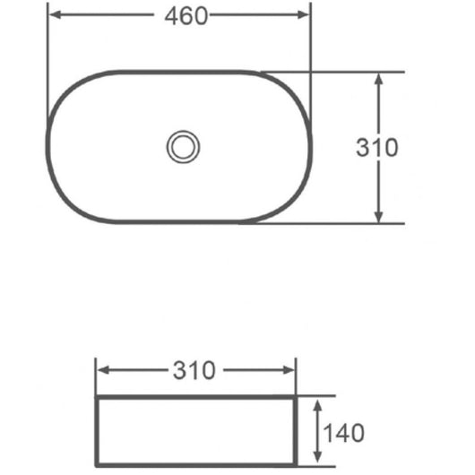 Lavabo ovale da appoggio senza foro LY 46x31x14 cm