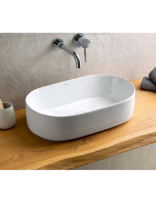 Lavabo ovale da appoggio senza foro LY 53x31,5x14 cm