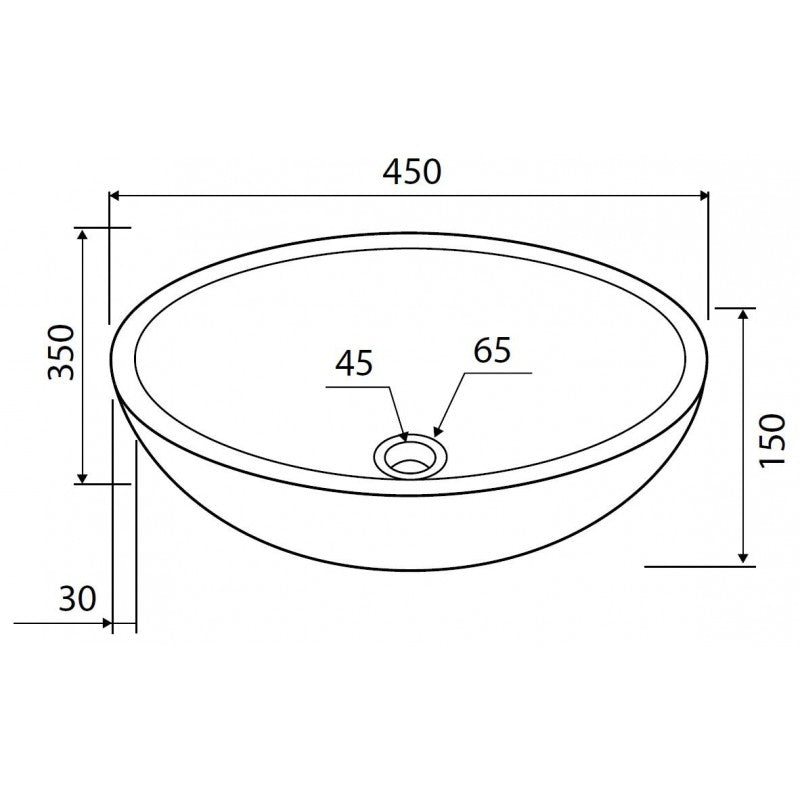 LEONOR CREAM lavabo ovale da appoggio Ø45x35 x15 cm in pietra
