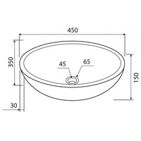 LEONOR CREAM lavabo ovale da appoggio Ø45x35 x15 cm in pietra