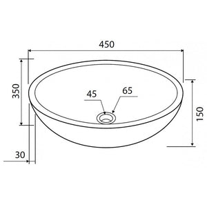 LEONOR CREAM lavabo ovale da appoggio Ø45x35 x15 cm in pietra