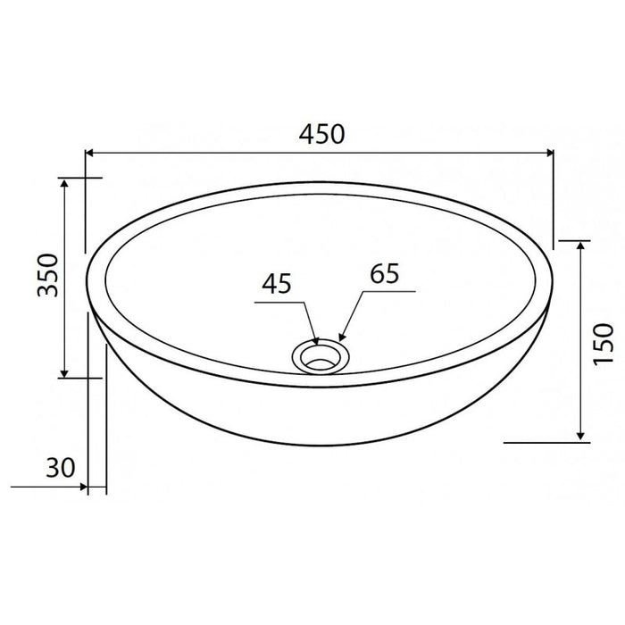 LEONOR CREAM lavabo ovale da appoggio Ø45x35 x15 cm in pietra