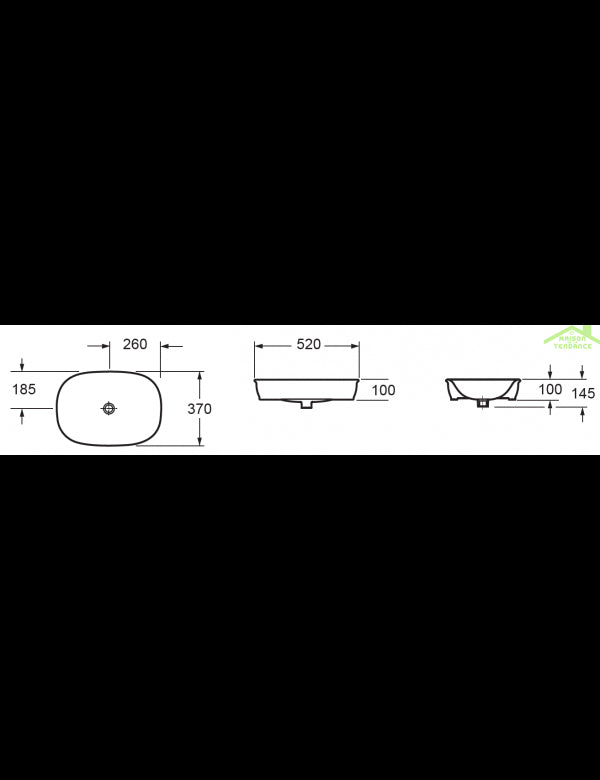 Lavabo ovale senza foro da posizionare su un mobile GENESIS 37x52x10 cm