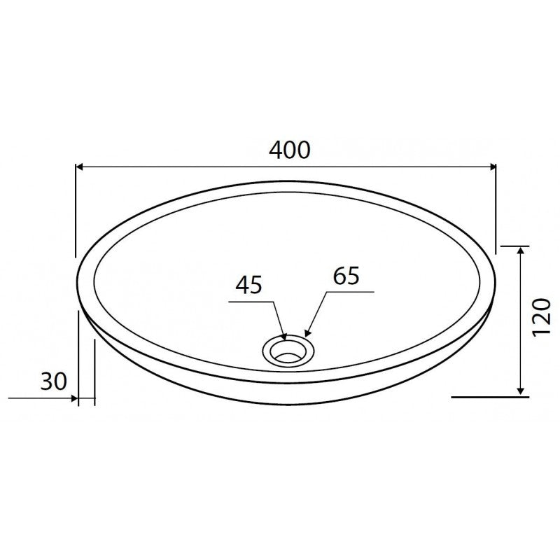 SORA NERO lavabo ovale da appoggio Ø40 x12 cm in pietra