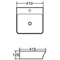 APALLA lavabo quadrato da appoggio 41x41,5x12,5 cm in porcellana