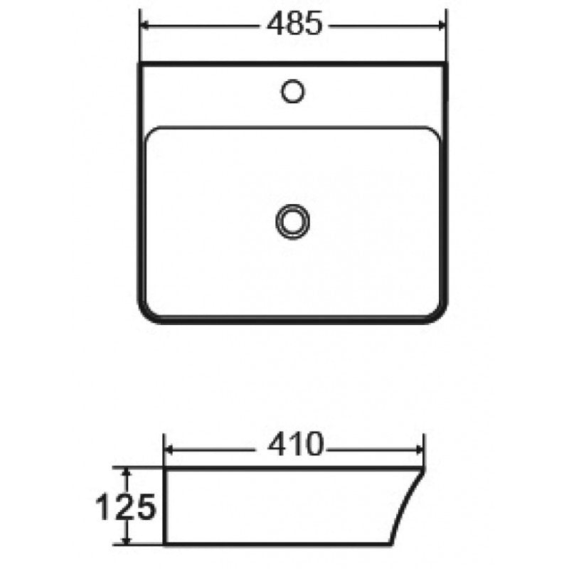 APALLA lavabo rettangolare da appoggio 48,5x41x12,5 cm in porcellana