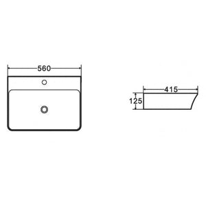 APALLA lavabo rettangolare da appoggio 56x41,5x12,5 cm in porcellana