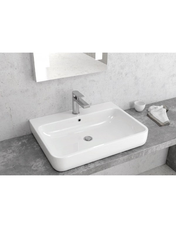 BOTENE lavabo rettangolare da appoggio 61x46x19 cm in porcellana