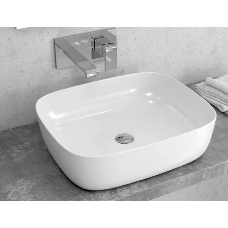 Lavabo rettangolare da appoggio senza foro JEY 49x39,5x15 cm