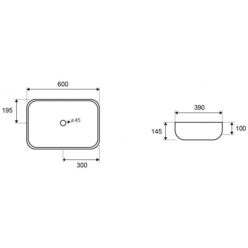 Lavabo da appoggio nero MILOS su mobile bagno 60x39x14,5 cm