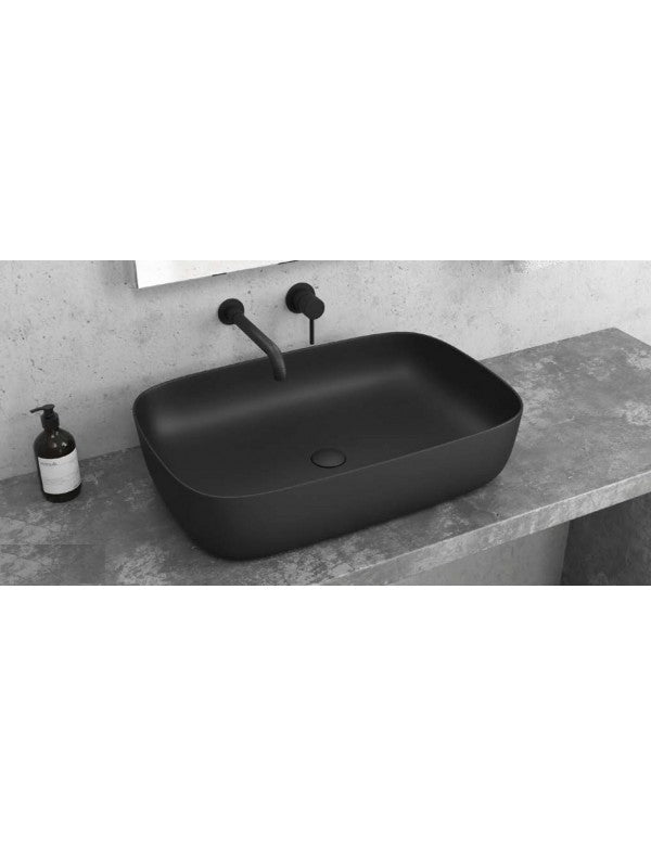 Lavabo da appoggio nero MILOS su mobile bagno 60x39x14,5 cm