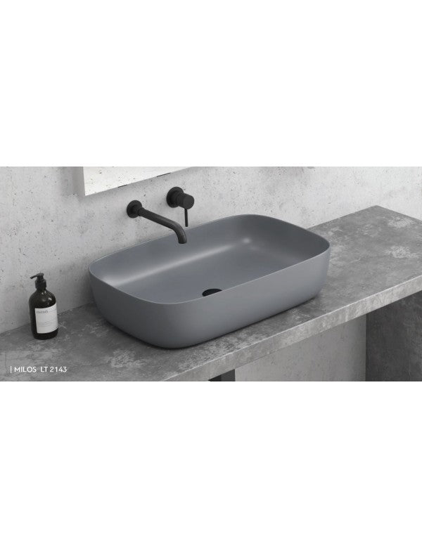 Lavabo grigio MILOS da posizionare su un mobile bagno 60x39x14,5 cm