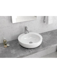 Lavabo rotondo da posizionare su un mobile bagno in porcellana 46x46x14 cm