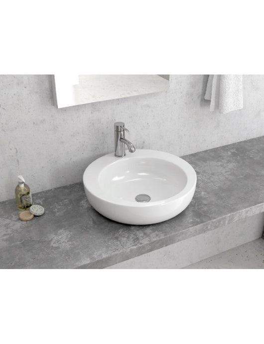 Lavabo rotondo da posizionare su un mobile bagno in porcellana 46x46x14 cm