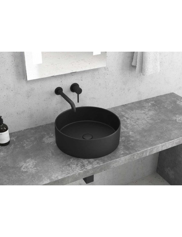 Lavabo rotondo nero da appoggio senza foro JEY-M 35,5 x35,5 x 12 cm