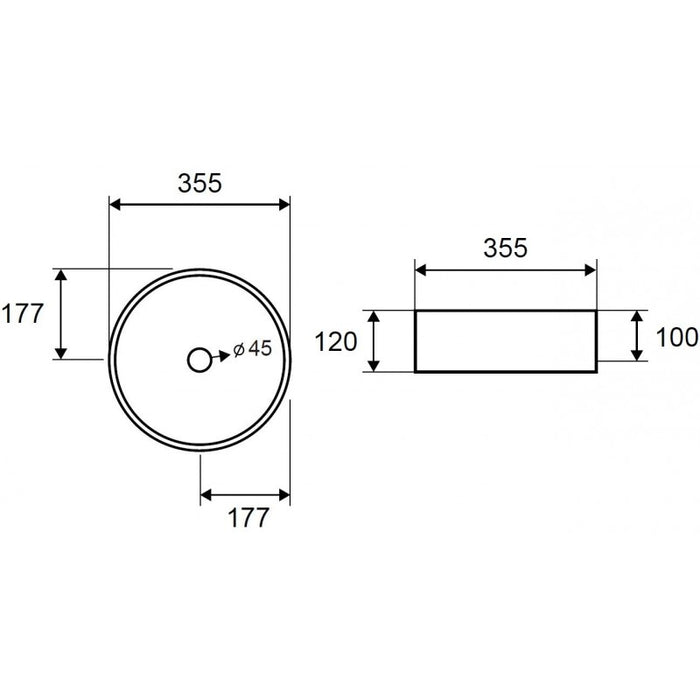 Lavabo rotondo da appoggio bianco senza foro JEY-M Ø 35,5 x 12 cm