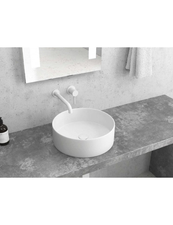 Lavabo rotondo da appoggio bianco senza foro JEY-M Ø 35,5 x 12 cm