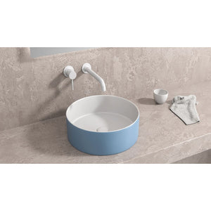 Lavabo rotondo da appoggio blu senza foro JEY-M 35,5 x35,5 x 12 cm