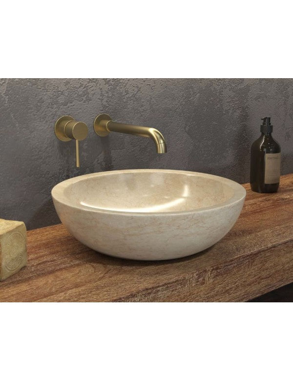 ELENA CREAM lavabo rotondo da appoggio Ø40 x12 cm in pietra