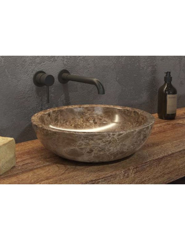 ELENA GREY lavabo rotondo da appoggio Ø40 x12 cm in pietra