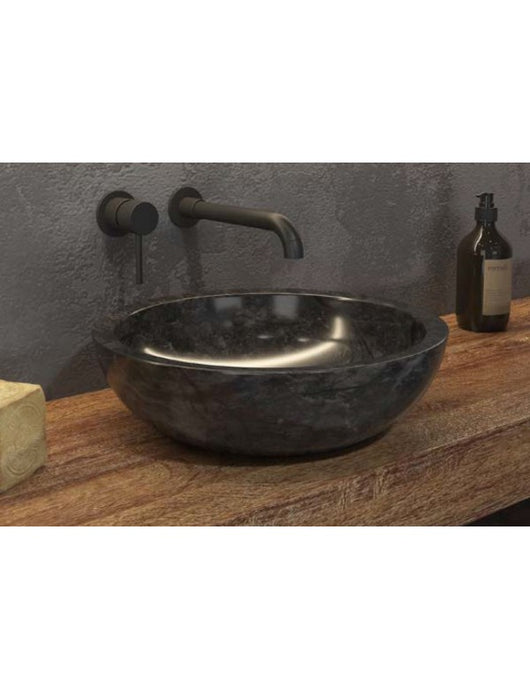 ELENA NERO lavabo rotondo da appoggio Ø40 x12 cm in pietra