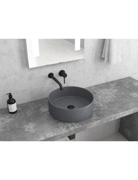 Lavabo rotondo da appoggio grigio senza foro JEY-M 35,5 x35,5 x 12 cm