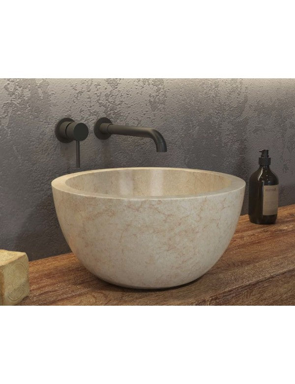 LEYLA CREAM lavabo rotondo da appoggio Ø40 x20 cm in pietra