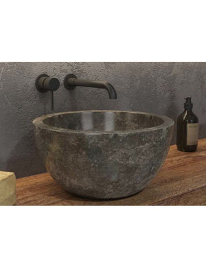 LEYLA GREY lavabo rotondo da appoggio Ø40 x20 cm in pietra