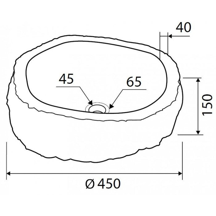 Lavabo rotondo da appoggio ONYx Ø40-45 x15 cm in pietra marrone
