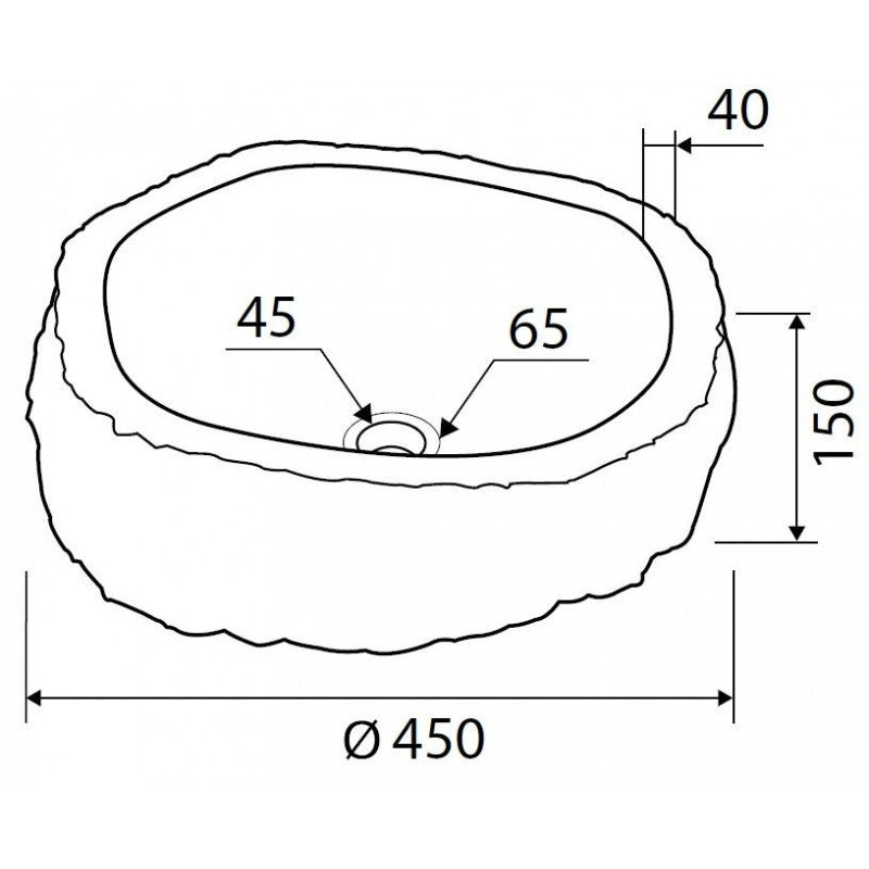 Lavabo rotondo da appoggio ONYx Ø40-45 x15 cm in pietra marrone