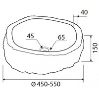 Lavabo rotondo da appoggio RIVER Ø40-45 x15 cm in pietra grigia