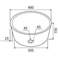 TIMUR NERO lavabo rotondo da appoggio Ø40 x15 cm in pietra