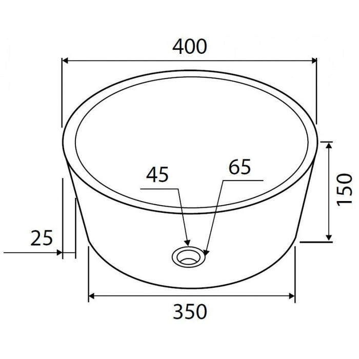 TIMUR NERO lavabo rotondo da appoggio Ø40 x15 cm in pietra