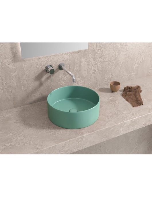 Lavabo rotondo da appoggio turchese senza foro JEY-M 35,5 x35,5 x 12 cm