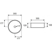Lavabo rotondo da appoggio grigio senza foro JEY-M 35,5 x35,5 x 12 cm