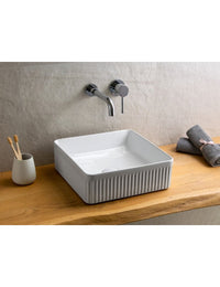 FOTSY lavabo quadrato rigato da appoggio 36,5x36,5x12 cm